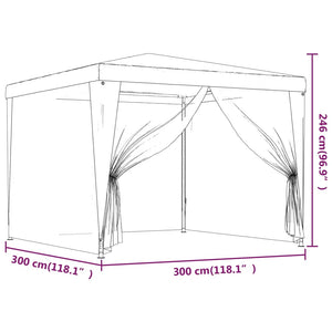 Galleria Design Party Tent with 4 Mesh Sidewalls Blue 3x3 m HDPE