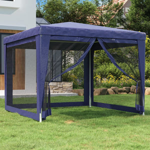 Galleria Design Party Tent with 4 Mesh Sidewalls Blue 3x3 m HDPE