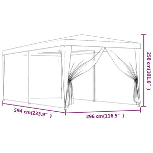 Galleria Design Party Tent with 6 Mesh Sidewalls Blue 3x6 m HDPE