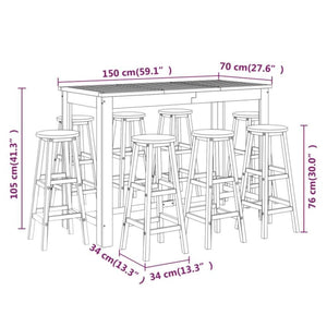Galleria Design 9 Piece Garden Bar Set Solid Wood Acacia