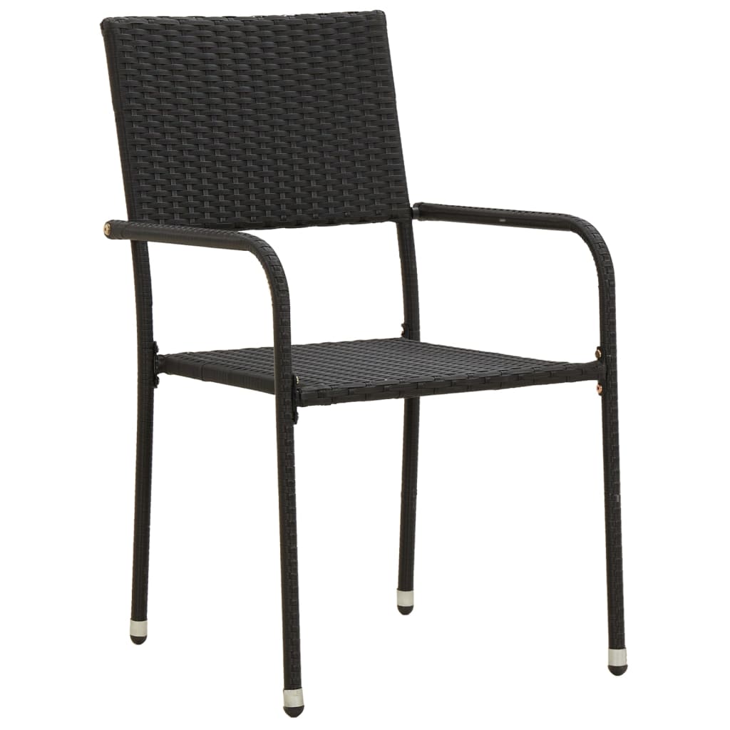 Galleria Design 7 Piece Outdoor Dining Set Poly Rattan Black
