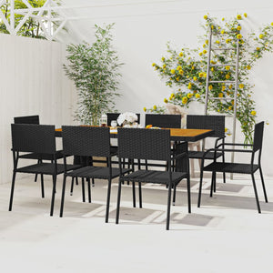 Galleria Design 9 Piece Outdoor Dining Set Poly Rattan Black