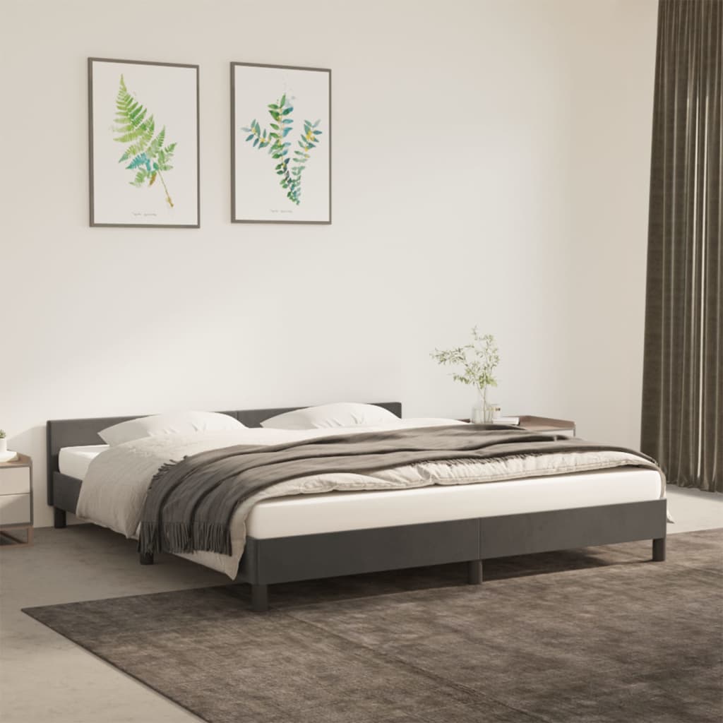 Galleria Design Bed Frame without Mattress Dark Grey 180x200 cm Super King Velvet