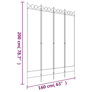 Galleria Design 4-Panel Room Divider White 160x200 cm Fabric