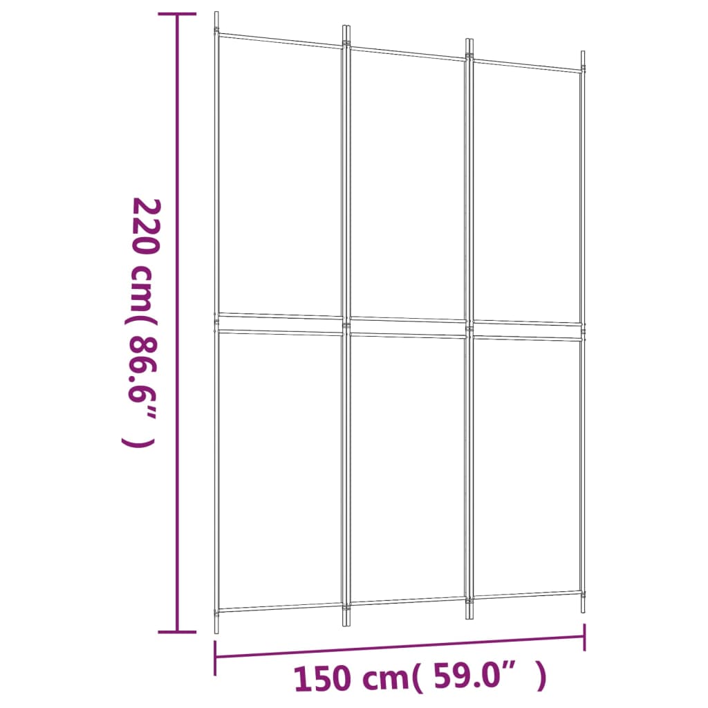 Galleria Design 3-Panel Room Divider Anthracite 150x220 cm Fabric