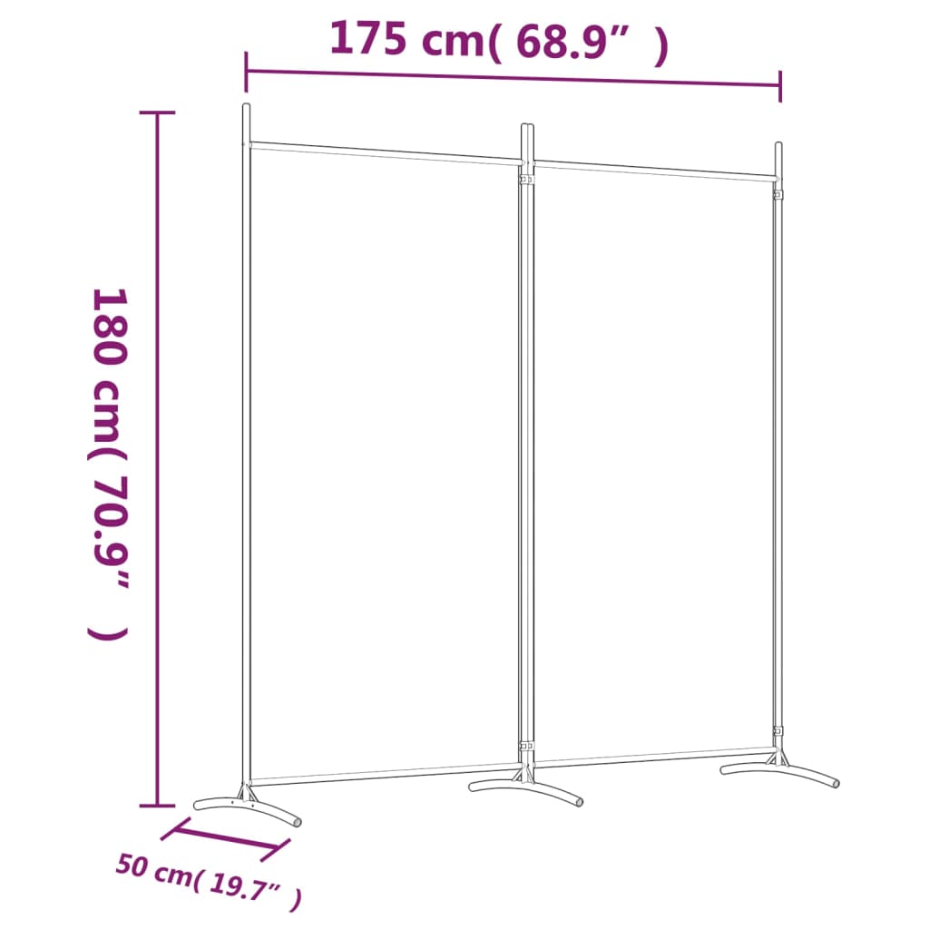 Galleria Design 2-Panel Room Divider White 175x180 cm Fabric