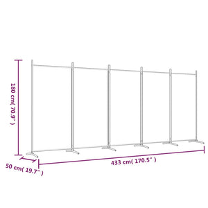 Galleria Design 5-Panel Room Divider Brown 433x180 cm Fabric
