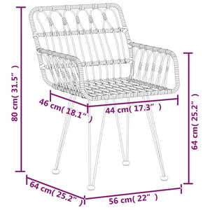 Galleria Design Garden Chairs 2 pcs with Armrest Black 56x64x80 cm PE Rattan