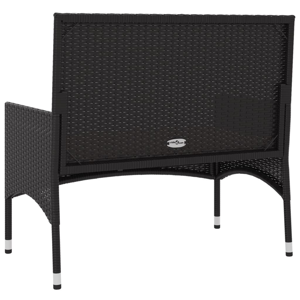 Galleria Design 2-Seater Garden Bench with Cushions Black Poly Rattan