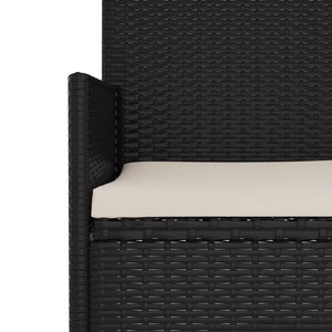 Galleria Design 2-Seater Garden Bench with Cushions Black Poly Rattan