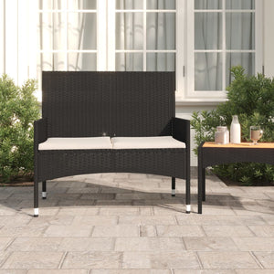 Galleria Design 2-Seater Garden Bench with Cushions Black Poly Rattan