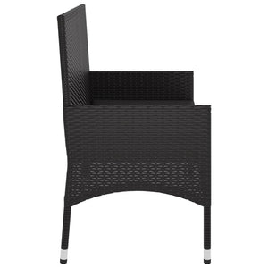 Galleria Design 2-Seater Garden Bench with Cushions Black Poly Rattan