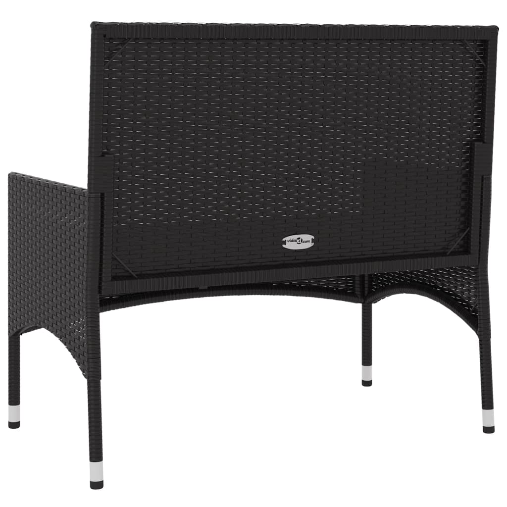 Galleria Design 2-Seater Garden Bench with Cushions Black Poly Rattan