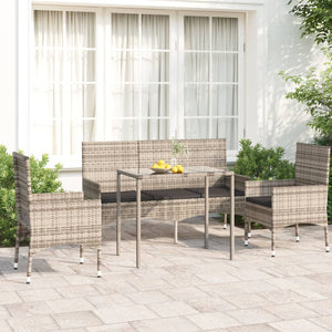 Galleria Design 4 Piece Garden Lounge Set with Cushions Black Poly Rattan