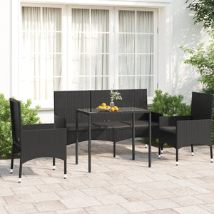 Galleria Design 4 Piece Garden Lounge Set with Cushions Black Poly Rattan