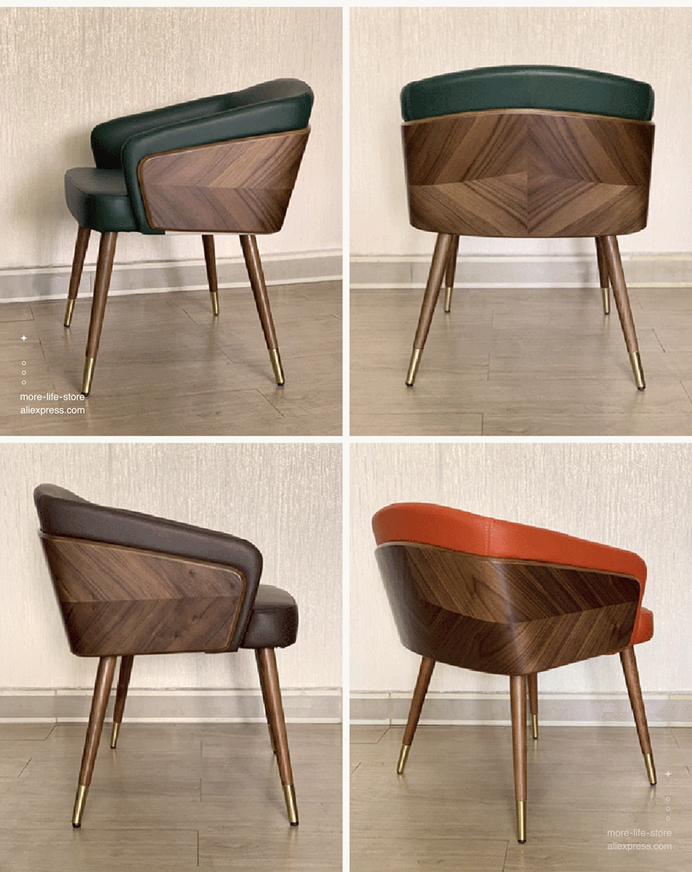 Nordic style solid wood metal leg armchair