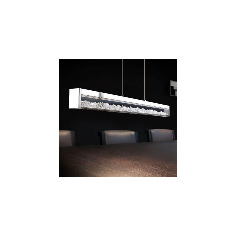 Cardito Modern Chrome LED Island Light with Diamonds